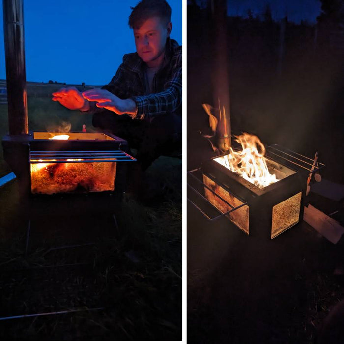 Wild Roots Black BBQ Fire Pit Stove Box - Mini Log Burner