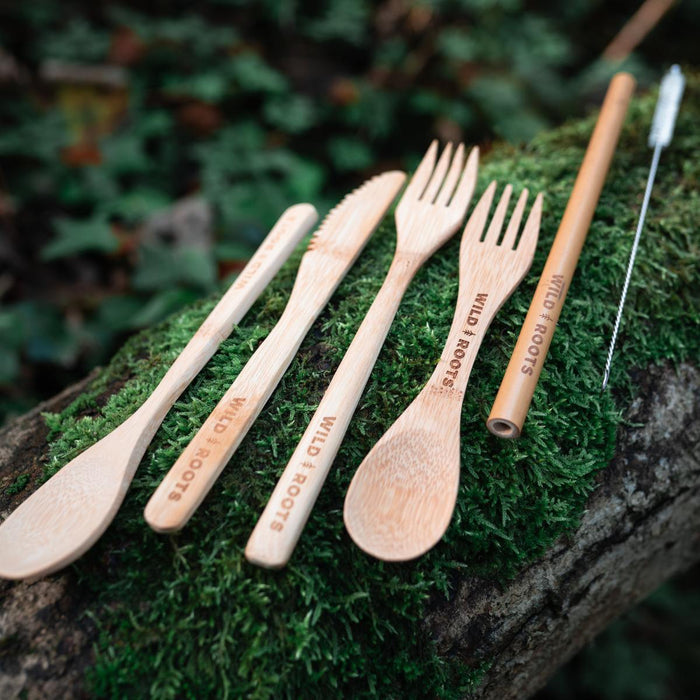 Wild Roots Natural Bamboo Cutlery Set - Khaki