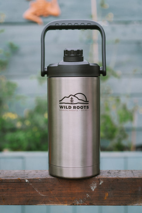 Wild Roots 64 oz Stainless Steel Insulated Water Bottle Sports Flask with Handle 1820ml 1.8L