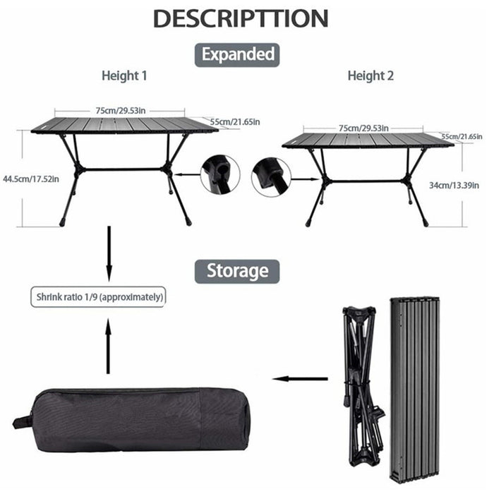 Aluminium Portable Camping Adjustable Table