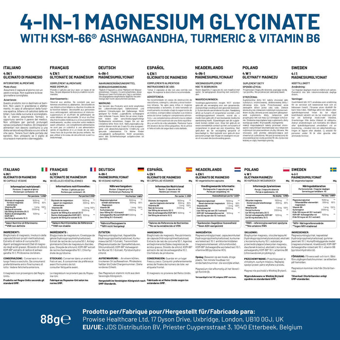 Prowise Magnesium Glycinate with Ashwagandha, Turmeric & Vitamin B6