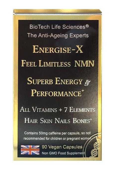 NMN Resveratrol CoQ10 capsules GreenTea vitamins: Energise-X