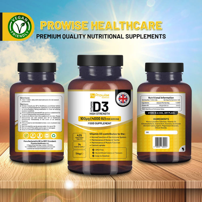 Prowise Vitamin D3 4000 IU Tablets (14 Months Supply) High Strength
