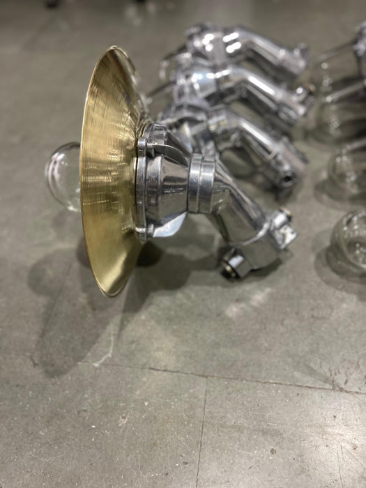 ALUMINIUM WALL MOUNT LIGHT WITH BRASS SHADE -Model 1