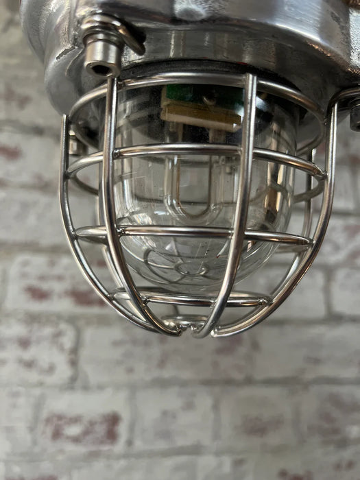 Salvaged Aluminium Beacon / Passageway Light with small cage