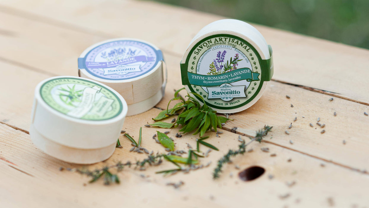 Savonitto Thyme, Rosemary & Lavender Soap in Wooden Box 100g made in Provence