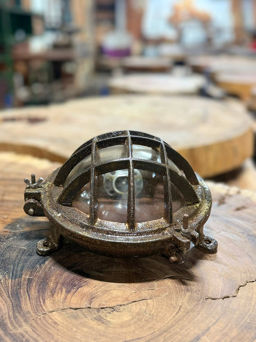 Salvaged Iron Round Bulkhead light