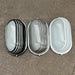 Oval aluminium bulkhead wall and ceiling light with frosted ribbed glass and louvred guard