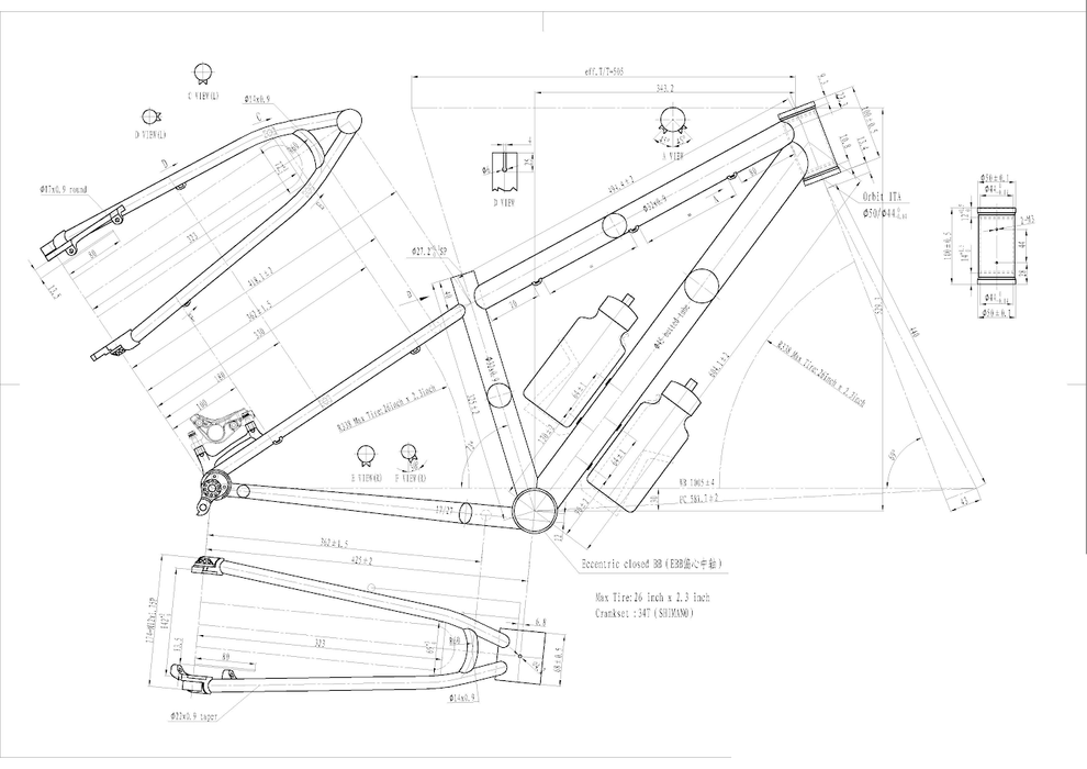 OLSEN BIKES - TITANIUM STREET MTB FRAME Ti8 SBW Size By Wheel