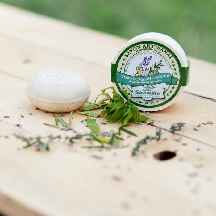 Savonitto Thyme, Rosemary & Lavender Soap in Wooden Box 100g made in Provence