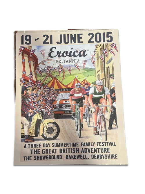 L'Eroica Britannia 2015 Original Event Poster – Vintage Cycling Art, 61 x 91cm