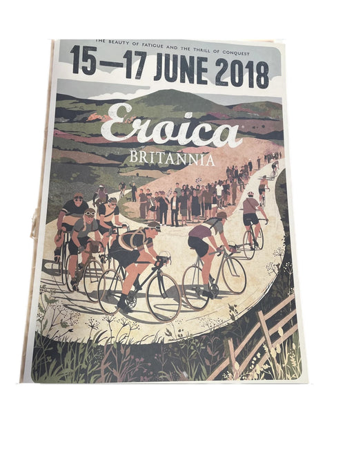 L'Eroica Britannia 2018 Original Event Poster – Vintage Cycling Art, 61 x 91cm
