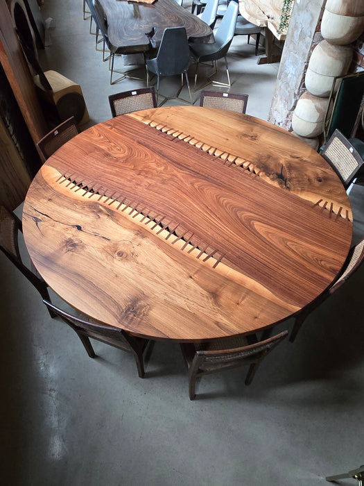 Reduxwood Zapatero and Black Walnut round “Baseball” dinning table Dia. 210cm