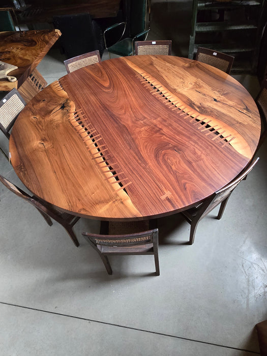 Reduxwood Zapatero and Black Walnut round “Baseball” dinning table Dia. 210cm