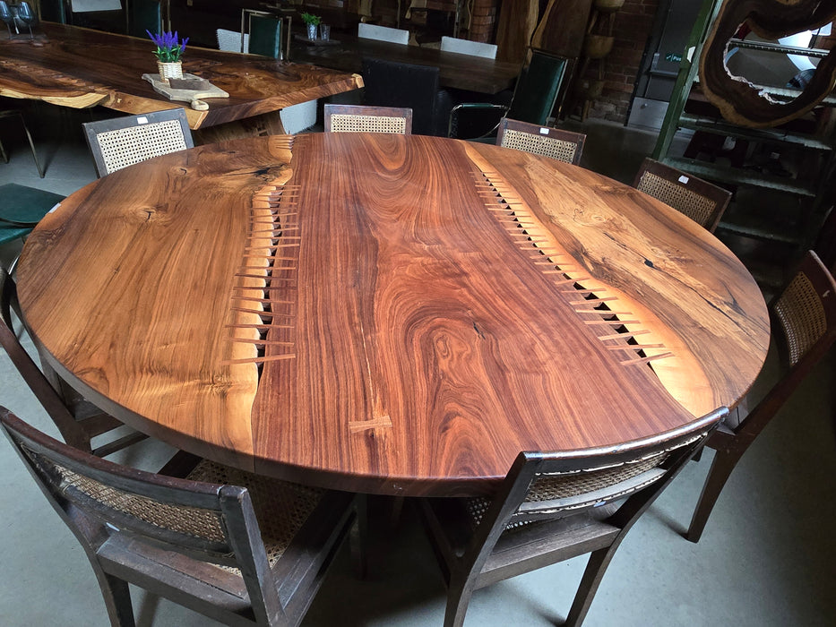 Reduxwood Zapatero and Black Walnut round “Baseball” dinning table Dia. 210cm