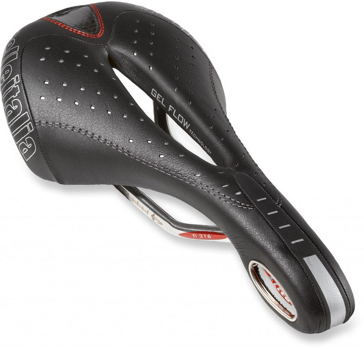 Selle Italia Max Flite Gel Flow Saddle Black Full Leather 280mm x 130mm 252grm