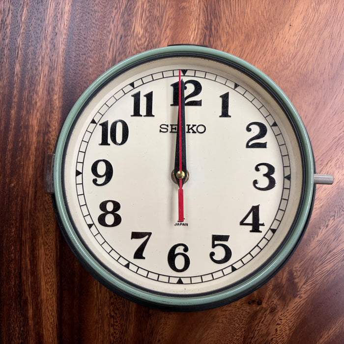 Seiko Salvaged Ships Cabin Clock – Original Paint Green (White Face)