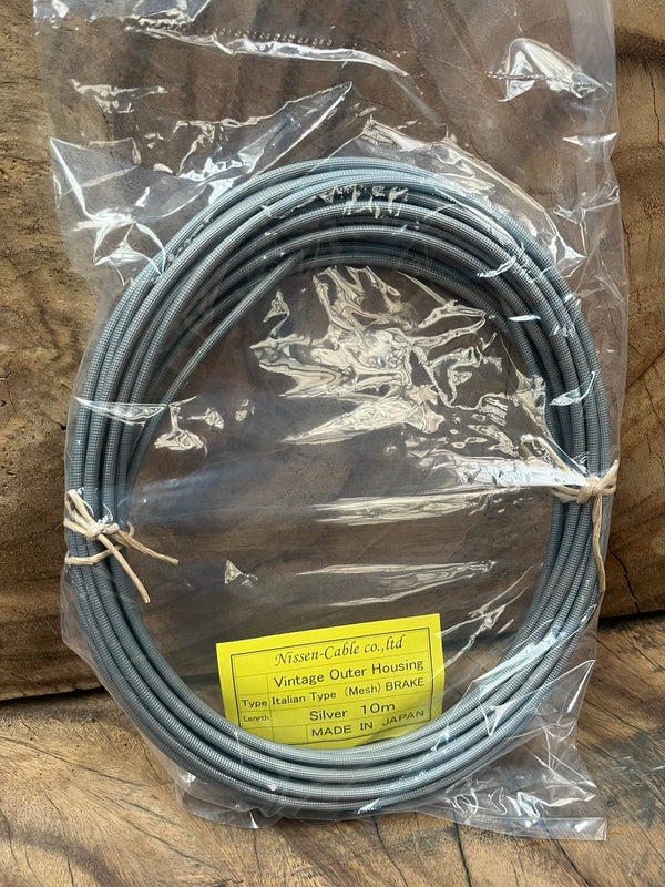 NISSEN Vintage Brake Outer with Liner — Italian Type Mesh Surface, Silver, per metre