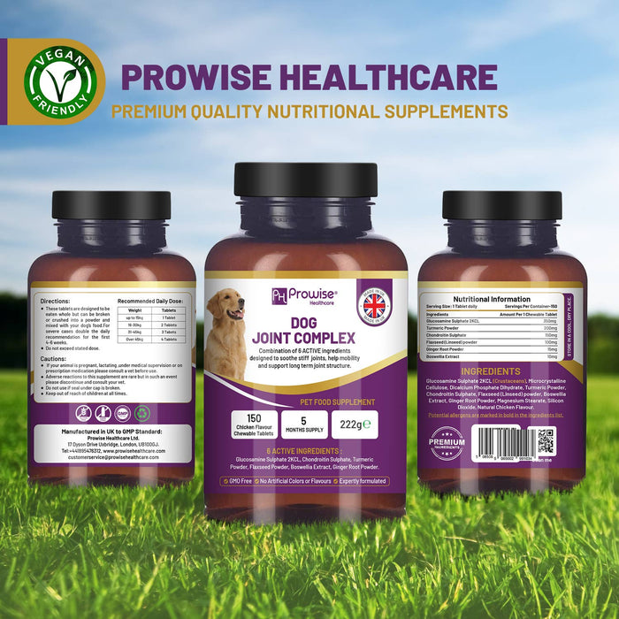 Prowise Dog Joint Supplement UK Manufactured I 150 Chicken Flavor Ch