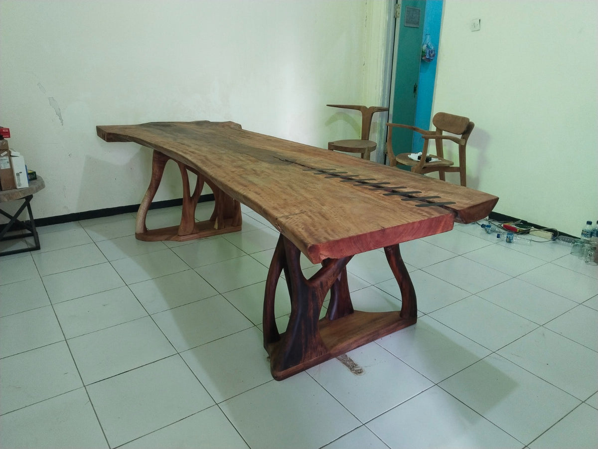 Gembol Burl Hardwood Long Table – Wild Roots Java Workshop ...