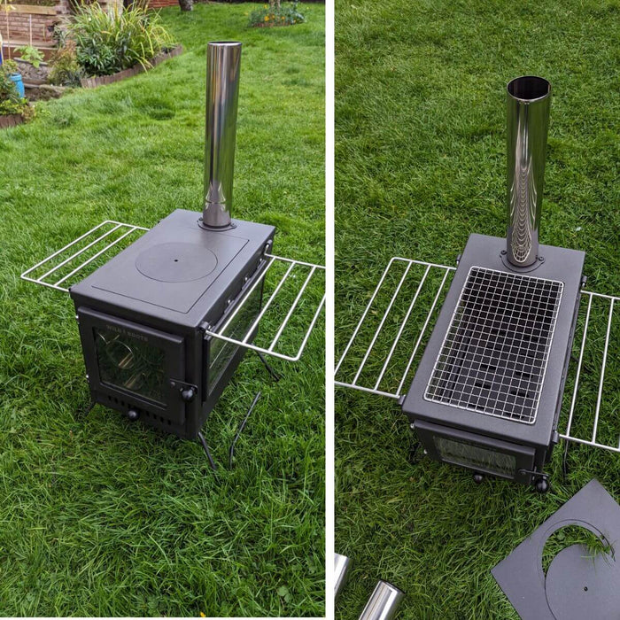 Wild Roots Black BBQ Fire Pit Stove Box - Mini Log Burner