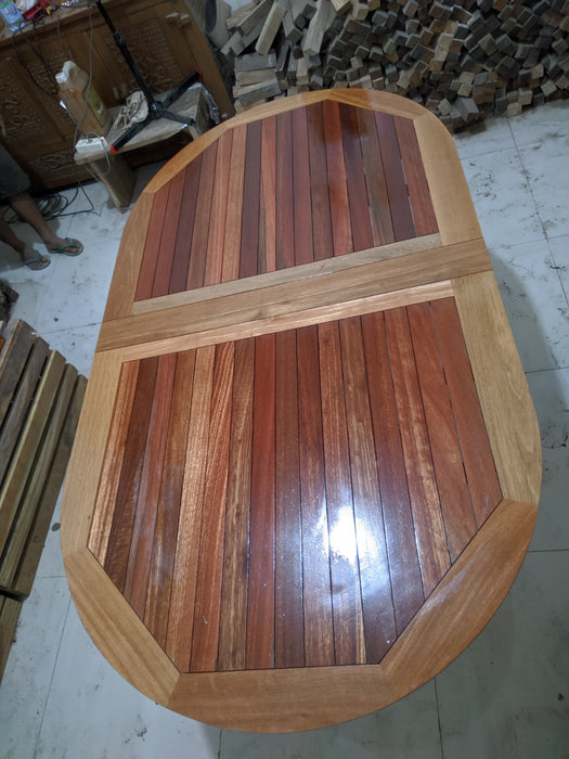 Reclaimed Bengkirai & Momala Extendable Folding Table — Oval, 1.8m × 1m