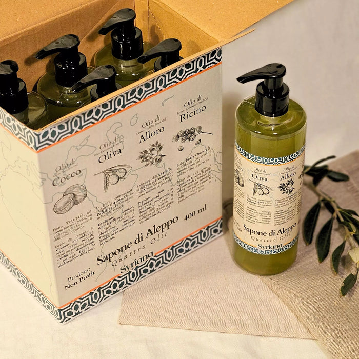 Liquid Aleppo Soap "4 Oils": Olive, Coconut, Laurel and Castor Oil, 400ml