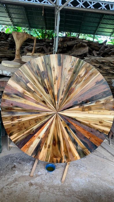 Reclaimed wood ex house, Round Table 001