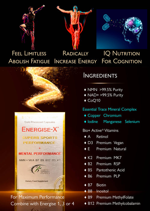NMN Resveratrol CoQ10 capsules GreenTea vitamins: Energise-X