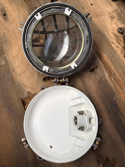 IRON BULKHEAD LIGHT with brass butterfly screws