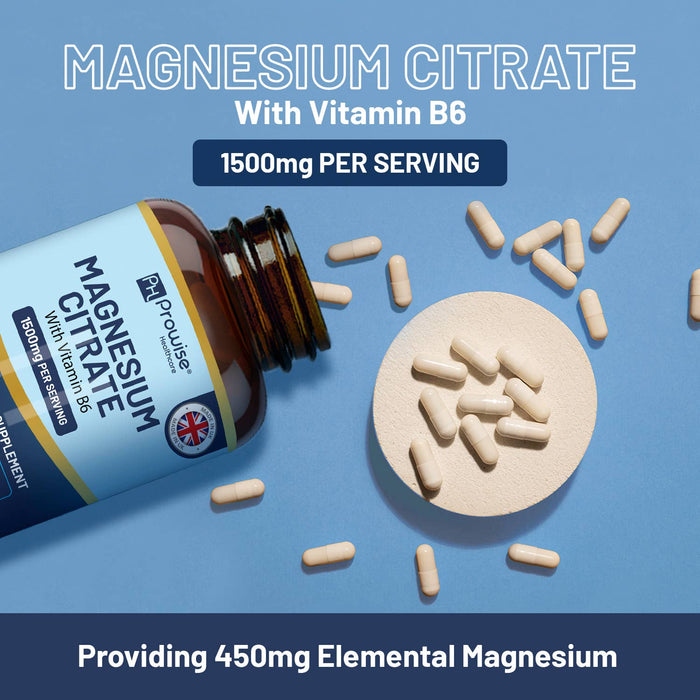 Prowise Magnesium Citrate Capsules 1500mg with Vitamin B6