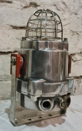Salvaged Aluminium Beacon / Passageway Light with small cage