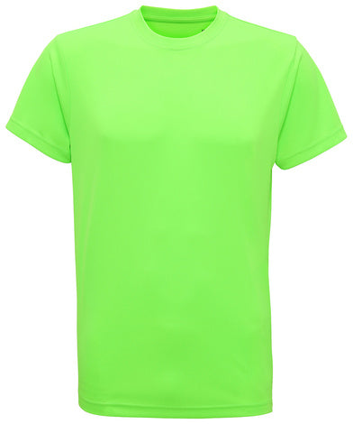 TriDri TR011 men's panelled tech tee in Lightning Green, back view