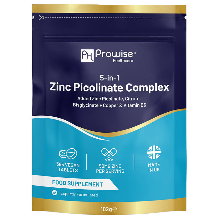 5-in-1 Zinc Picolinate Complex 50 mg | 365 Vegan Tablets