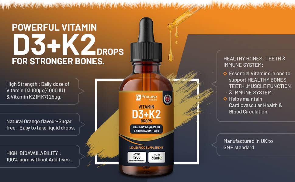 Prowise Vitamin D3 4000iu + K2 MK7 25µg I Orange Liquid Drops I High