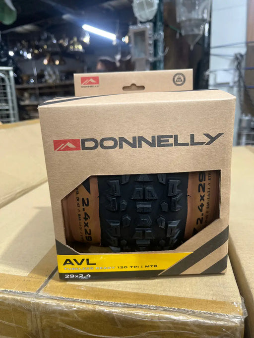 Donnelly AVL 29x2.4 trail MTB tyre, tan sidewall, 120TPI tubeless-ready folding bead