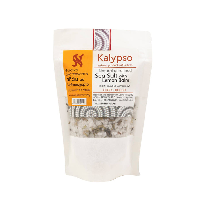 Kalypso Natural Unrefined Sea Salt with Lemon Balm 150g from Lesvos Island