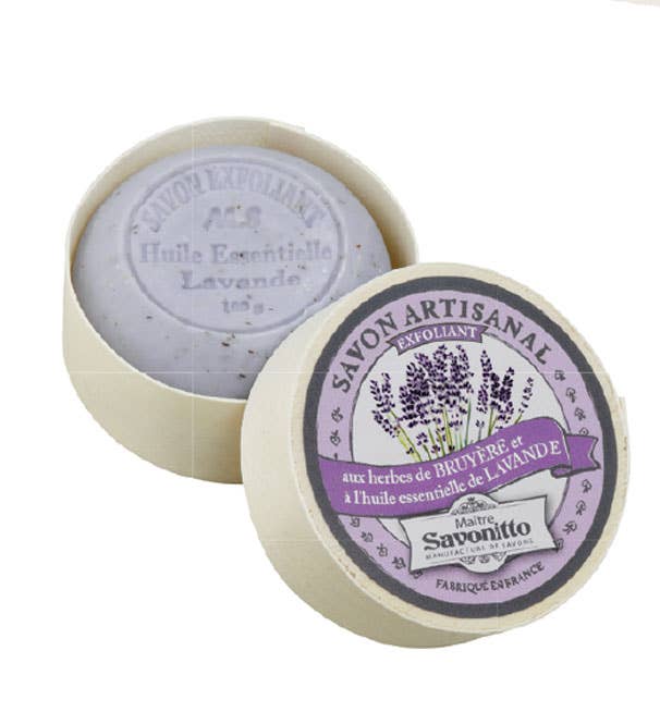 Savonitto Lavender Exfoliating Soap in Wooden Box 100g made in Provence