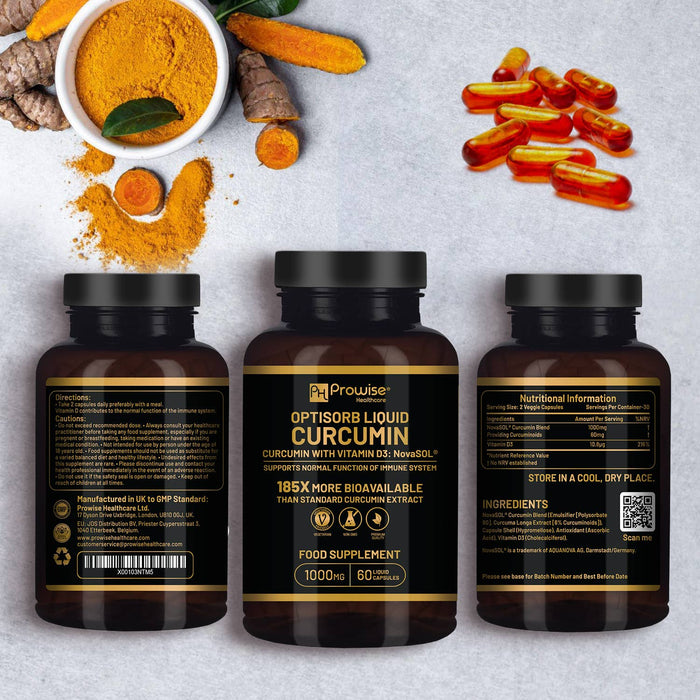 Prowise Optisorb Liquid Curcumin with Vitamin D - 60 Capsules