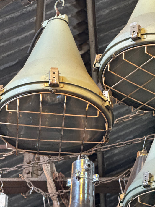 Dae Yang salvaged Deck light original colour with Cage Brass / Aluminium