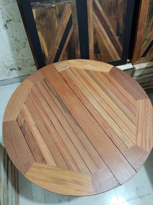 Reclaimed Bengkirai & Momala Folding Table — Round, 90cm Diameter
