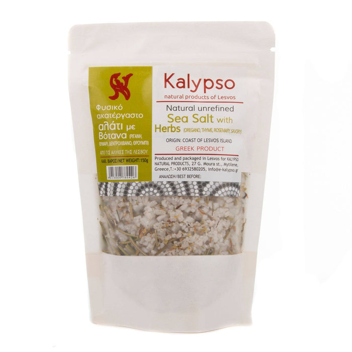 Kalypso Natural Unrefined Sea Salt with Greek Herbs from Lesvos Island 150g