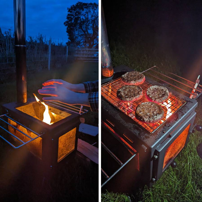 Wild Roots Black BBQ Fire Pit Stove Box Mini Log Burner
