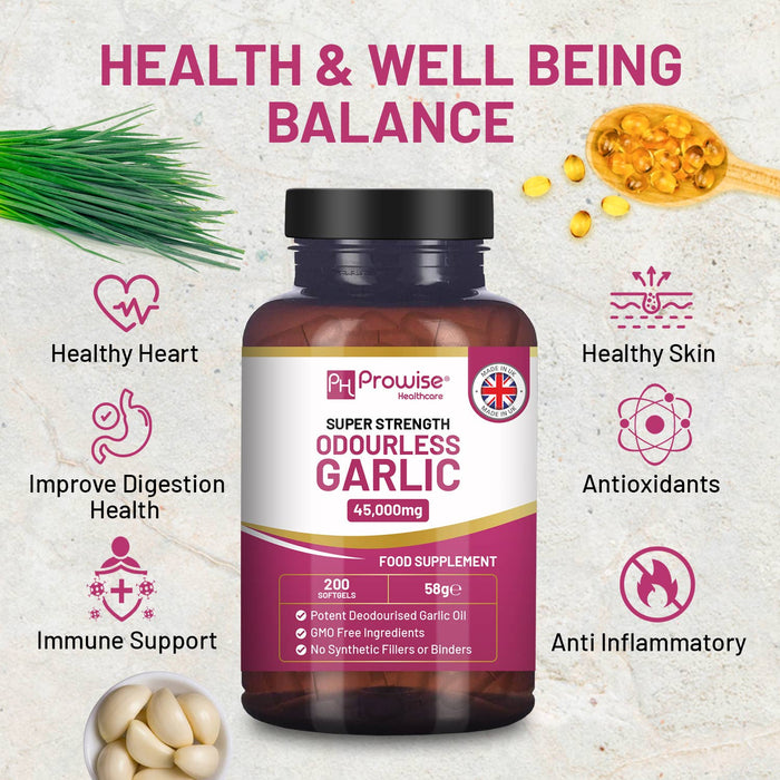 Premium Odourless Garlic Capsules - High Strength 45,000mg -