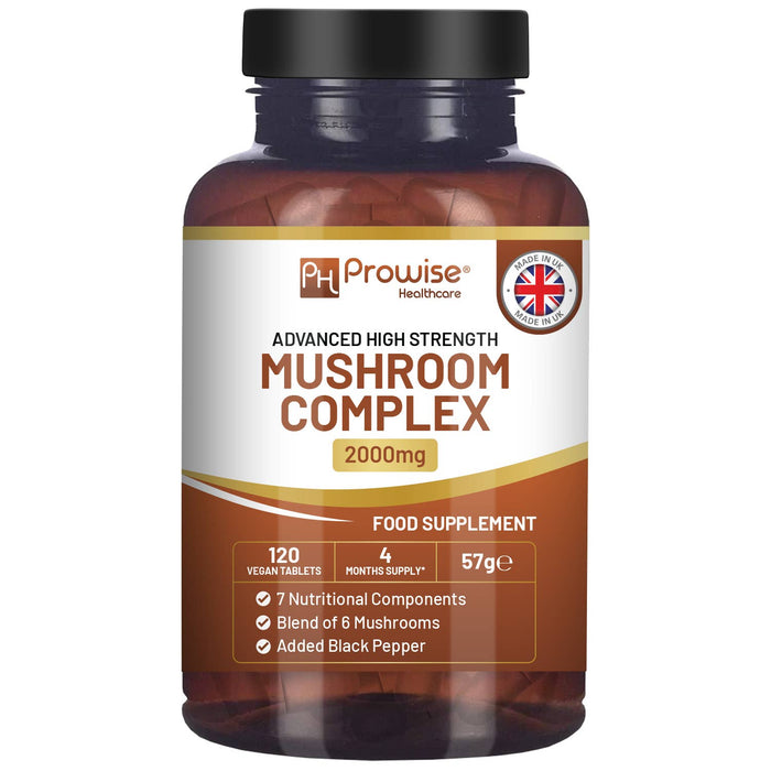 Prowise Advanced Mushroom Complex | 6 Mushroom Blend | 120 Vegan Tablets
