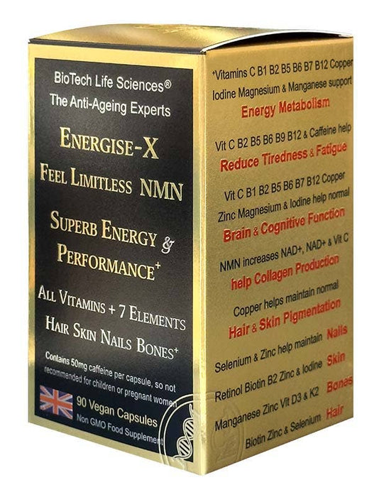 NMN Resveratrol CoQ10 capsules GreenTea vitamins: Energise-X