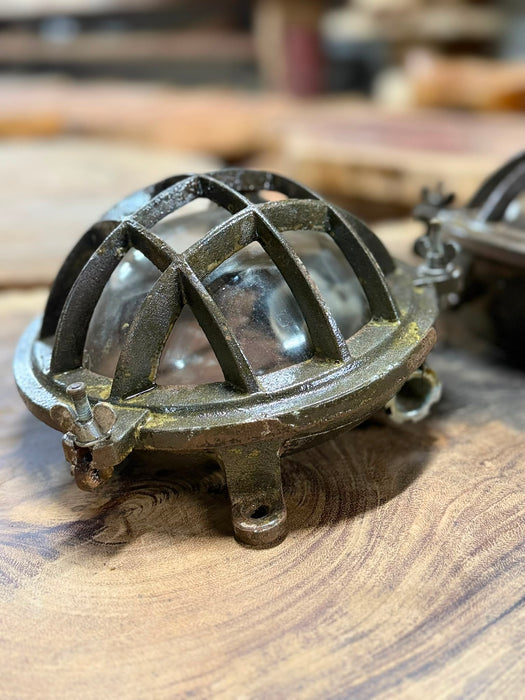 Salvaged Iron Round Bulkhead light