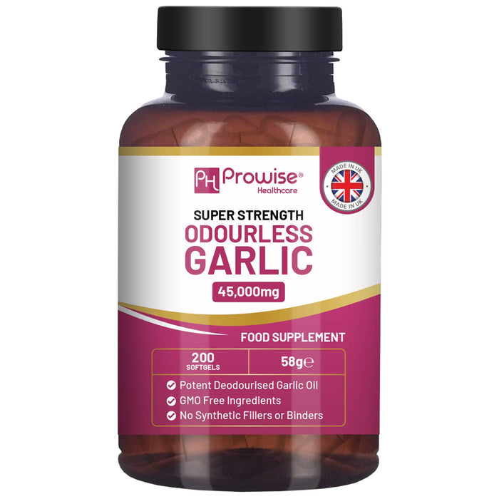 Premium Odourless Garlic Capsules - High Strength 45,000mg -