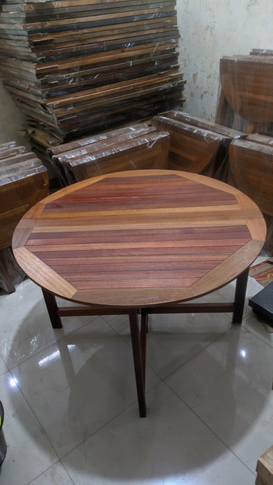 Reclaimed Bengkirai & Momala Folding Table — Round, 1.2m Diameter