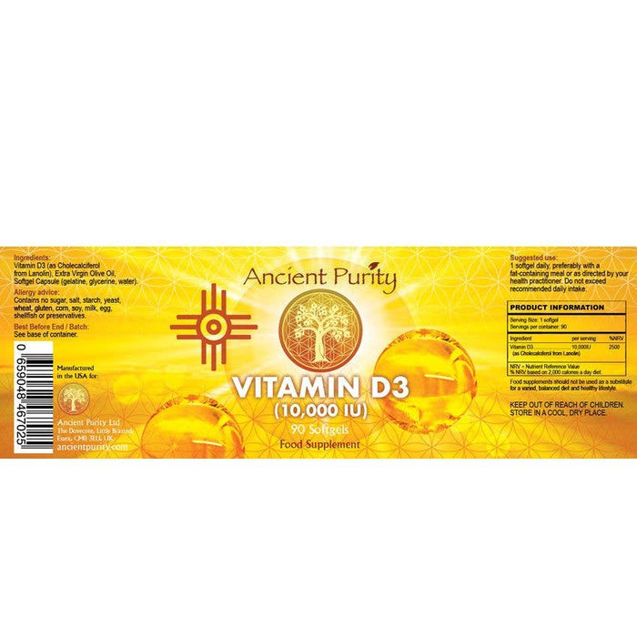 Vitamin D3 - 10,000iu x 90 Softgels | High Strength 